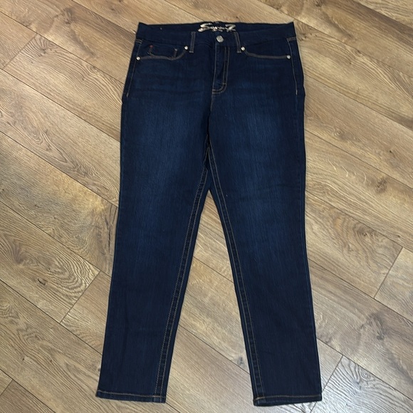 Seven 7 Tummyless High Rise Skinny Blue Denim Jeans womens size 16 - Picture 2 of 10
